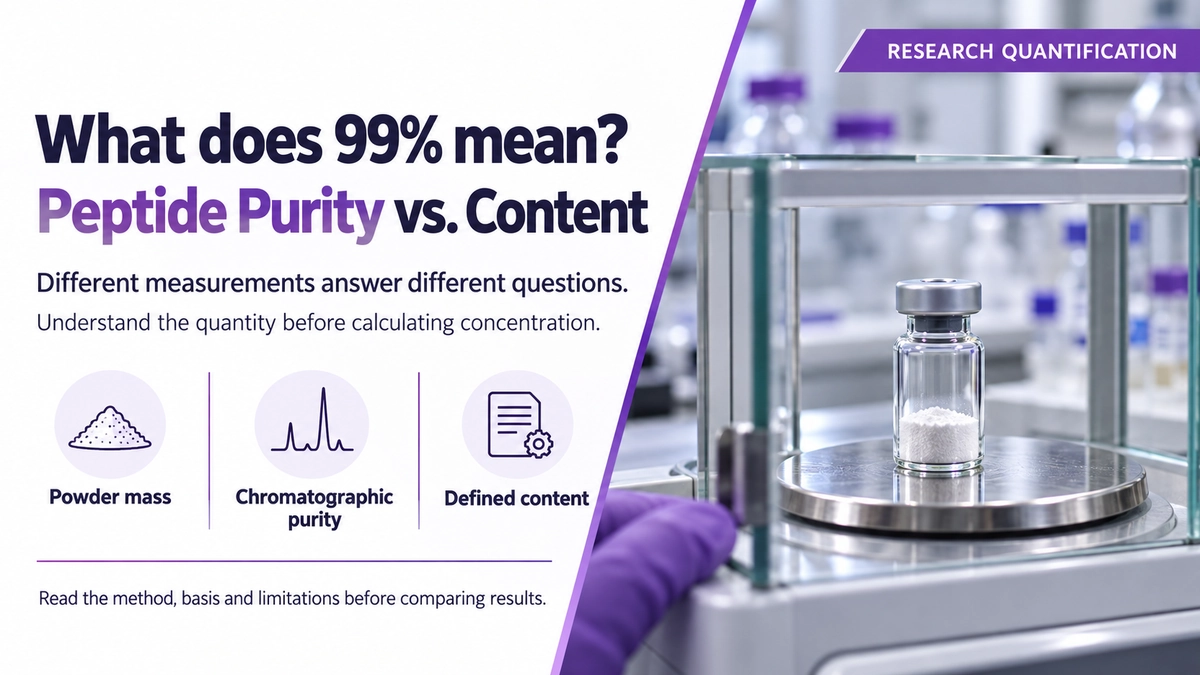 AI illustration comparing powder mass, chromatographic purity and defined peptide content