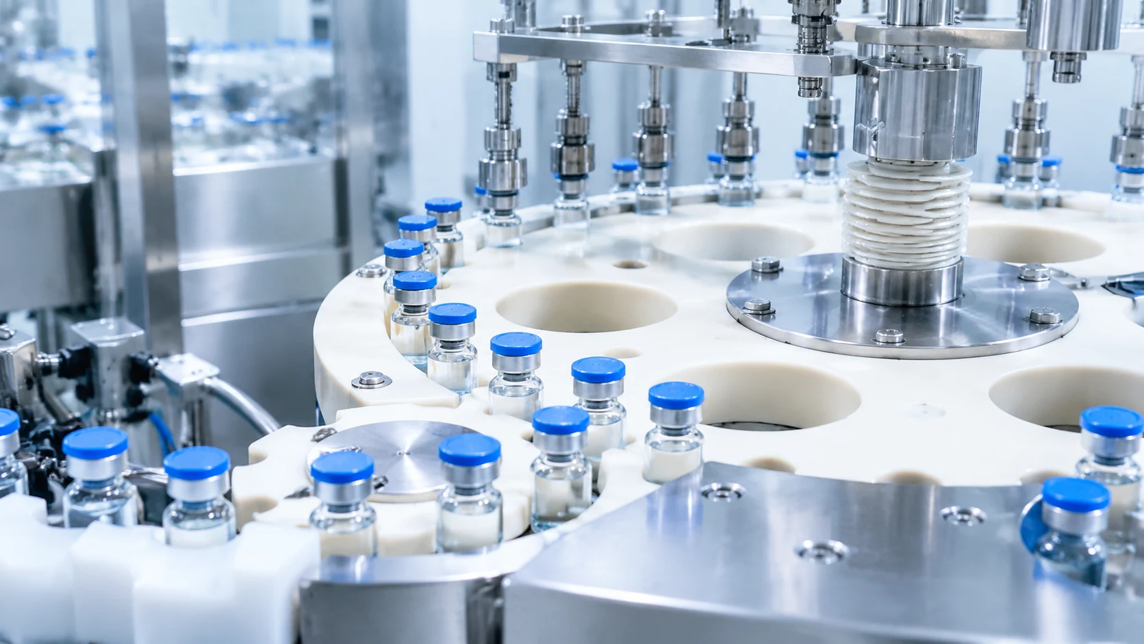 Detail of vials on a filling line from the supplied image set